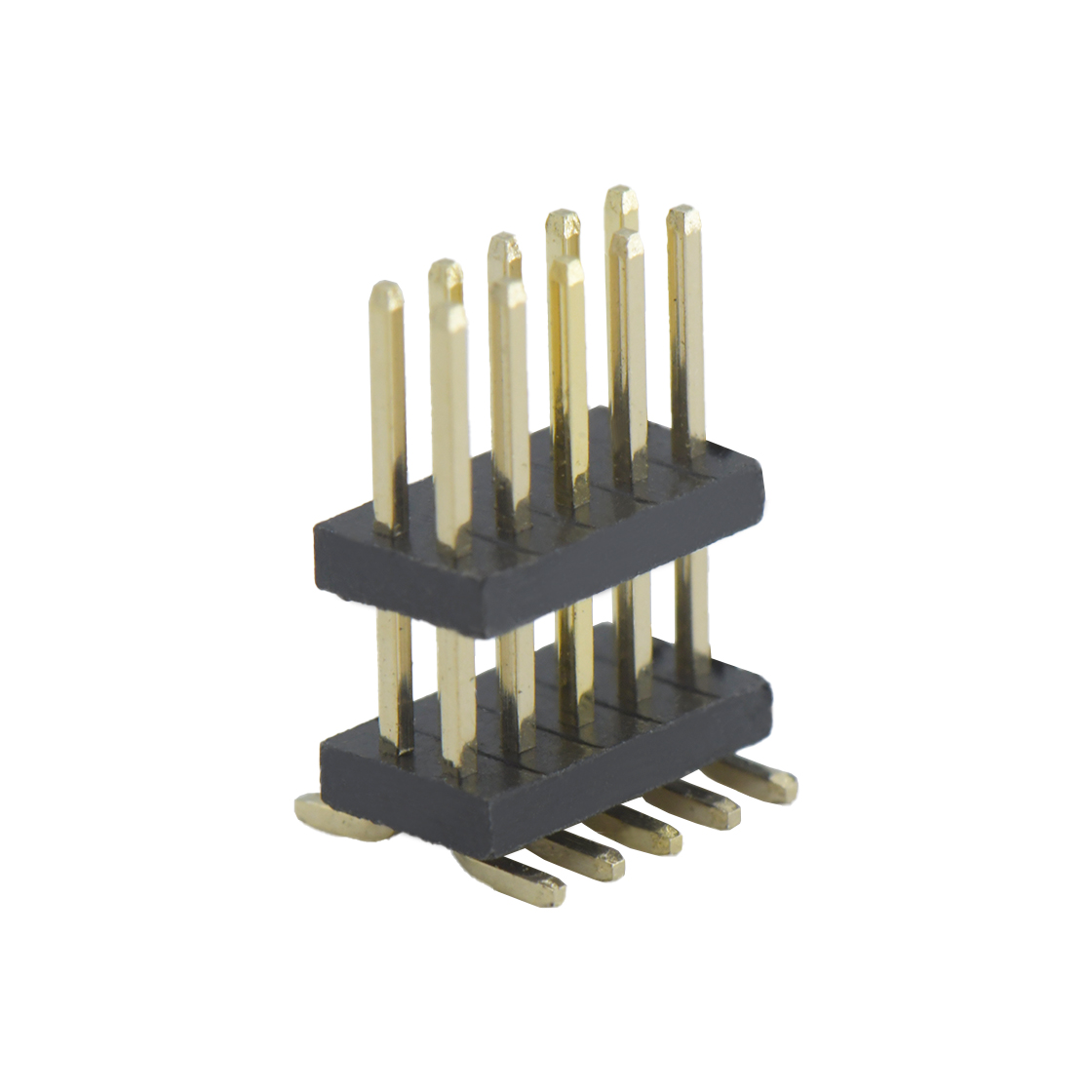 PH1276 排针连接器 Pitch 1.27mm 180° 双排 SMT 不戴帽 H1.0W3.4 双塑排针 管装 PC5.3 L=14.5